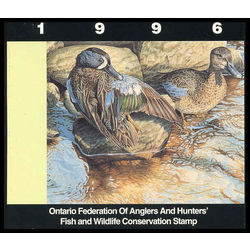ontario federation of anglers hunters stamp ow4 canada stamp ow4 1996 1996