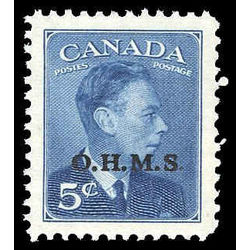 canada stamp o official o15ac king george vi postes postage 5 1950 faint dot m vfnh