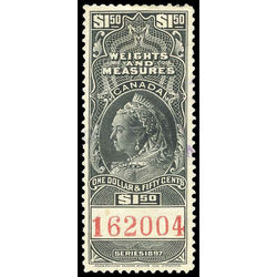 canada revenue stamp fwm43 victoria weights and measures 1 50 1897