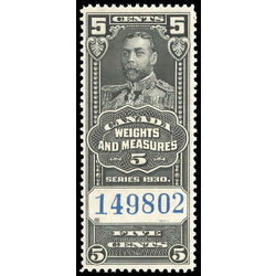 canada revenue stamp fwm60 george v weights and measures 5 1930