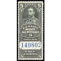 canada revenue stamp fwm60 weights and measures george v 5 1930