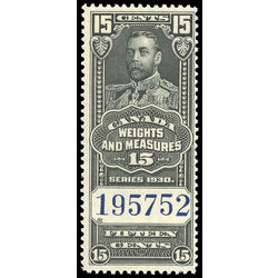 canada revenue stamp fwm62 george v weights and measures 15 1930