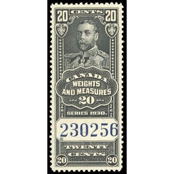 canada revenue stamp fwm63 george v weights and measures 20 1930