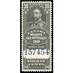 canada revenue stamp fwm64 george v weights and measures 30 1930