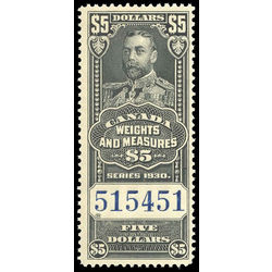 canada revenue stamp fwm70 george v weights and measures 5 1930