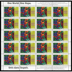 canada stamp 1603 one world one hope 45 1996 m pane bl