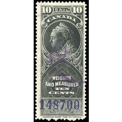 canada revenue stamp fwm46 victoria weights and measures 10 1897