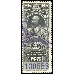canada revenue stamp fwm55 edward vii weights and measures 5 1906