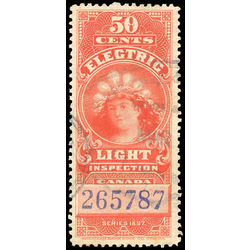 canada revenue stamp fe10 electric light effigy 50 1900