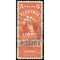 canada revenue stamp fe16 electric light effigy 5 1900