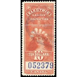 canada revenue stamp fe17 electric light effigy 10 1900