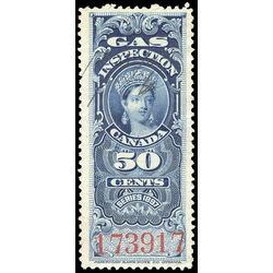canada revenue stamp fg19 victoria gas inspection 50 1897