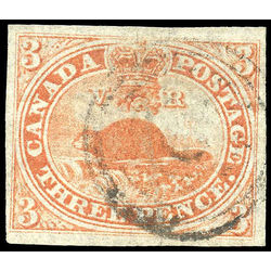 canada stamp 1 beaver used very fine repaired 3d 1851  3