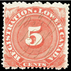 canada revenue stamp qr1a registration lower canada 5 1866