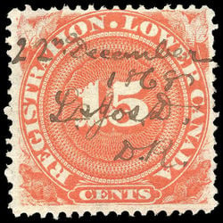 canada revenue stamp qr2a registration lower canada 15 1866