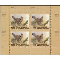 ontario federation of anglers hunters stamp ow1b ruffed grouse 1993