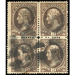 us stamp postage issues 209b jefferson 10 1881 block used 001