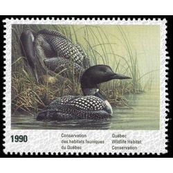 quebec wildlife habitat conservation stamp qw3 common loons by pierre leduc 6 1990 single mvfnh