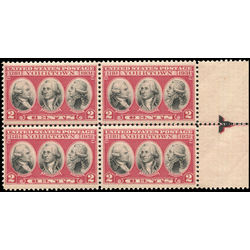 us stamp postage issues 703 de rochambeau washington de grasse 2 1931 CENTER LINE BLOCK M NH