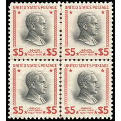us stamp postage issues 834 calvin coolidge 5 0 1938 CENTER LINE BLOCK 001