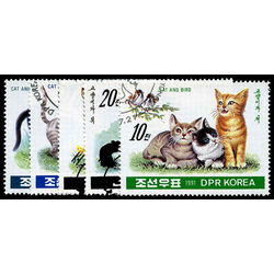 korea north stamp 3021 3025 cats 1991