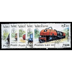 laos stamp 1038 42 trains 1991