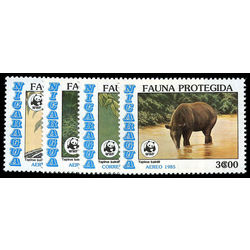 nicaragua stamp 1490 1493 wolrd wildlife fund 1985
