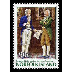 norfolk island stamp 395 governor philip meeting the home secretary 1986