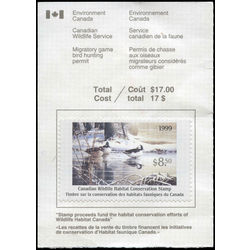 canadian wildlife habitat conservation stamp fwh15a bufflehead ducks 8 50 1999