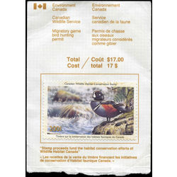 canadian wildlife habitat conservation stamp fwh17a harlequin duck 8 50 2001