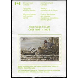 canadian wildlife habitat conservation stamp fwh27a green winged teal 8 50 2010