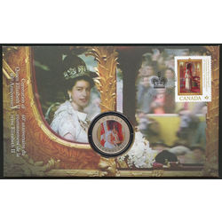 coronation of queen elizabeth ii with a cupronickel 25 cent coin