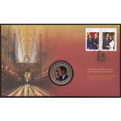prince william and catherine middleton cover with a nickel plated 25 cent coin