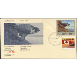 quebec wildlife habitat conservation stamp qw6 peregrine falcon by ghislain caron 6 1993 FDC 001