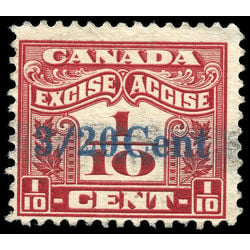 canada revenue stamp fx50 overprints on two leaf excise tax 1915