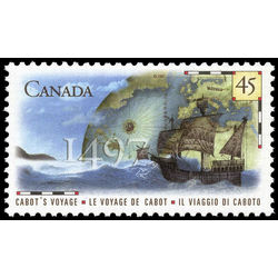 canada stamp 1649i cabot s ship matthew with map and globe in background 45 1997