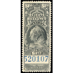 canada revenue stamp fwm52 victoria weights and measures 1 50 1897