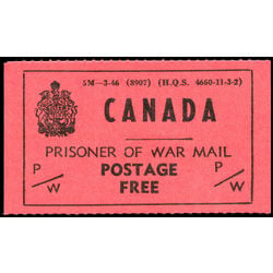 canada revenue stamp pwf6 prisoner of war franks 1946