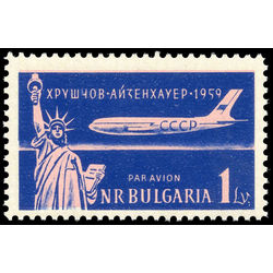 bulgaria stamp c78 statue of liberty and tu 110 airliner 1 lev 1959