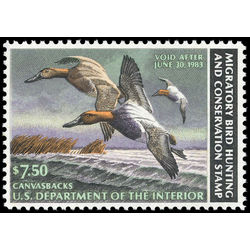 us stamp rw hunting permit rw49 canvasbacks 7 50 1982