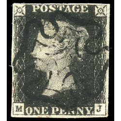 great britain stamp 1 queen victoria penny black 1p 1840 U F 012