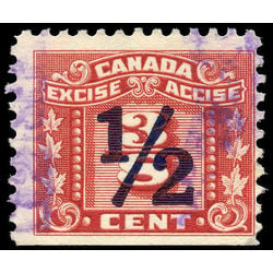 canada revenue stamp fx111 overprints on three leaf excise tax 1934