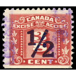 canada revenue stamp fx111 overprints on three leaf excise tax 1934