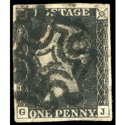great britain stamp 1 queen victoria penny black 1p 1840 U VF 018