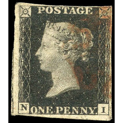 great britain stamp 1 queen victoria penny black 1p 1840 U F 020
