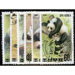 korea north stamp 2962 2967 pandas 1991