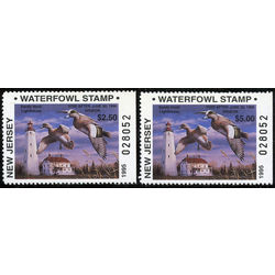us stamp rw hunting permit rw nj25a 26a new jersey widgeons lighthouse bktl single perf 3 sides 1995