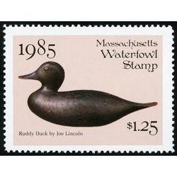 us stamp rw hunting permit rw ma12 massaschusetts ruddy duck decoy 1 25 1985