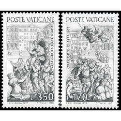 vatican stamp 613 4 return of pope gregory xi from avignon 1977