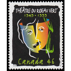 canada stamp 1769 the masks of tragedy and comedy with the profiles of the theatre s co founders superimposed 46 1999